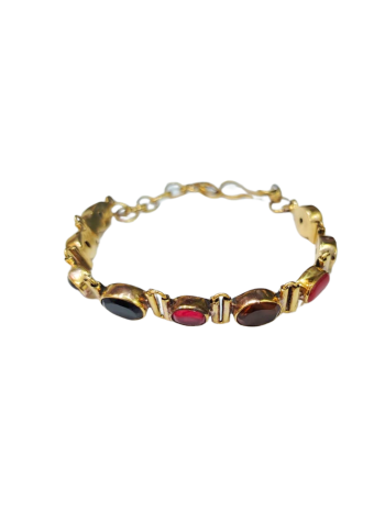 Navratna Bracelet in yellow Metal